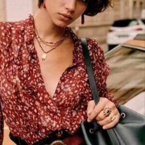 Sezane Celine blouse, Fleurs Bordeaux, FR 42 (12)